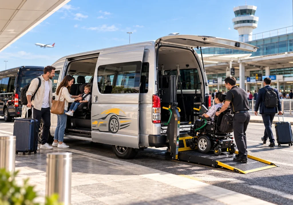 Taxi Van Melbourne with baby seat, wheelchair access and airport transfer services for families and passengers with mobility needs.